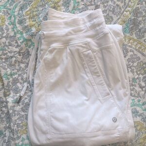 Lulu lemon athletica white drawstring waist pants w pockets and cinch ankle new